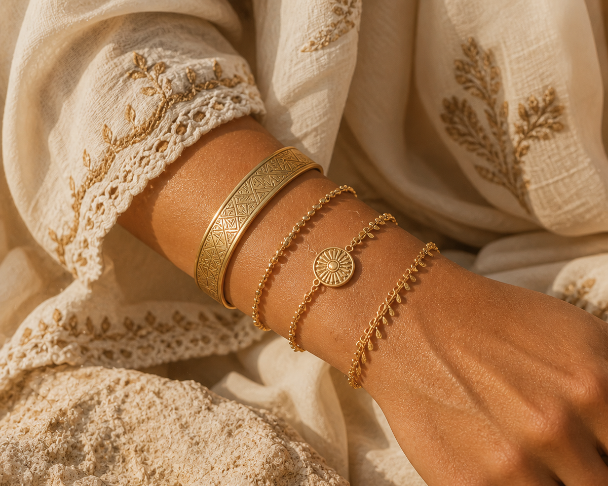 Bracelets en acier inoxydable doré Aliara